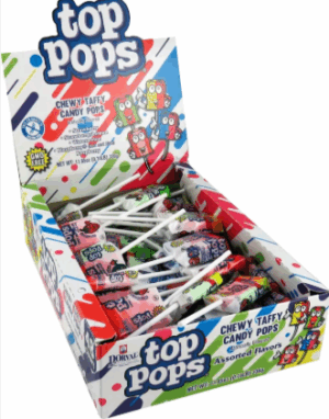 Dorval Top Pops Taffy Lollipops Assorted Flavors 48ct